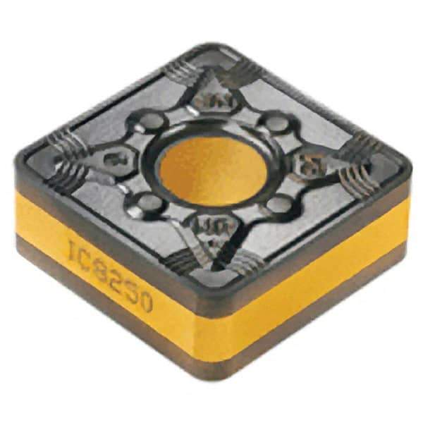 Iscar - SNMG866 NR Grade IC8250 Carbide Turning Insert - TiCN/Al2O3/TiN Finish, 90° Square, 1" Inscr Circle, 3/8" Thick, 3/32" Corner Radius - USA Tool & Supply