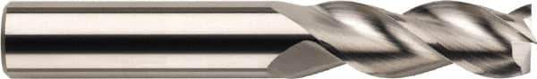 SGS - 1/4", 3/8" LOC, 1/4" Shank Diam, 4" OAL, 3 Flute, Solid Carbide Square End Mill - Single End, TiB2 Finish, Spiral Flute, 38° Helix, Centercutting, Right Hand Cut, Right Hand Flute, Series 43L - USA Tool & Supply