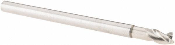 SGS - 1/4", 3/8" LOC, 1/4" Shank Diam, 4" OAL, 3 Flute, Solid Carbide Square End Mill - Single End, TiB2 Finish, Spiral Flute, 38° Helix, Centercutting, Right Hand Cut, Right Hand Flute, Series 43L - USA Tool & Supply
