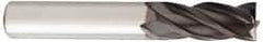 OSG - 9/16" Diam, 1-1/8" LOC, 4 Flute Solid Carbide Ball End Mill - TiAlN Finish, Single End, 3-1/2" OAL, 9/16" Shank Diam, Spiral Flute - USA Tool & Supply
