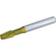 Kennametal - 3/8-16 UNC 4 Flute 3B Plug Spiral Flute Tap - Solid Carbide, TiAlN/TiN Finish, 3.54" OAL, Left Hand Flute, Right Hand Thread - USA Tool & Supply