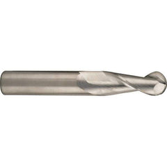 SGS - 20mm Diam, 38mm LOC, 2 Flute Solid Carbide Ball End Mill - Uncoated, Single End, 104mm OAL, 20mm Shank Diam, Spiral Flute - USA Tool & Supply
