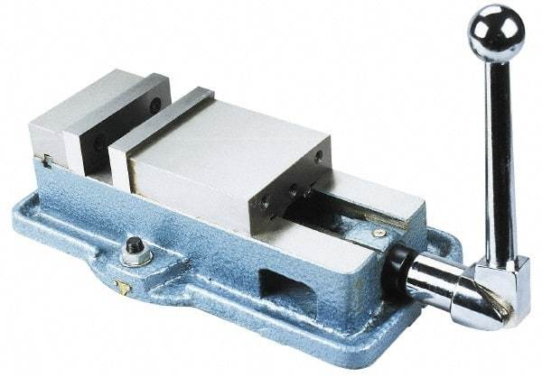 Interstate - 6" Jaw Width, 7-1/2" Jaw Opening Capacity, Horizontal Stationary Machine Vise - Manual Operation, 7,875 Lb Capacity, 1 Station, 17.2" Long x 4.93" High x 1-1/2" Deep, 1-1/2" Jaw Height, Cast Iron - USA Tool & Supply