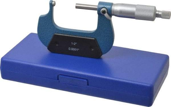 Value Collection - 1 to 2 Inch Measurement Range, 0.0001 Inch Graduation, Spherical Anvil, Ratchet Stop Thimble, Mechanical Anvil, Tube Micrometer - Accurate Up to 0.0001 Inch, Accurate Up to 0.0001 Inch, Enamel Finish, Carbide - USA Tool & Supply