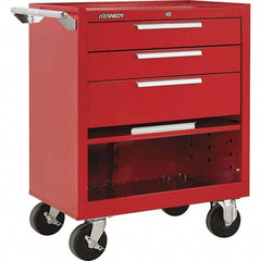 Kennedy - 3 Drawer 1,400 Lb Capacity Steel Tool Roller Cabinet - 27" Wide x 35" High x 18" Deep, Red - USA Tool & Supply