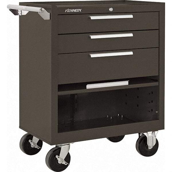 Kennedy - 3 Drawer 1,400 Lb Capacity Steel Tool Roller Cabinet - 27" Wide x 35" High x 18" Deep, Brown - USA Tool & Supply