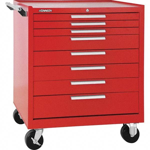 Kennedy - 8 Drawer 1,400 Lb Capacity Steel Tool Roller Cabinet - 34" Wide x 40" High x 20" Deep, Red - USA Tool & Supply