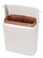 Rubbermaid - Plastic Feminine Hygiene Product Receptacle - 10-3/4" High x 12-1/2" Wide x 5-1/4" Deep, White - USA Tool & Supply