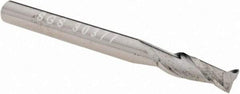 SGS - 1/8", 3/8" LOC, 1/8" Shank Diam, 1-1/2" OAL, 2 Flute, Solid Carbide Square End Mill - Single End, Uncoated, Spiral Flute, 30° Helix, Centercutting, Right Hand Cut, Right Hand Flute, Series 3 - USA Tool & Supply