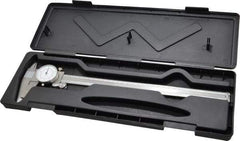 Value Collection - 0mm to 12" Range, 0.001" and 0.02 mm Graduation, 0.1" per Revolution, Dial Caliper - White Face, 2.5" Jaw Length - USA Tool & Supply