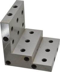 SPI - 4" Wide x 4" Deep x 4" High Steel Precision-Ground Angle Plate - Stepped Plate, Machined Holes on Surface, Open End - USA Tool & Supply