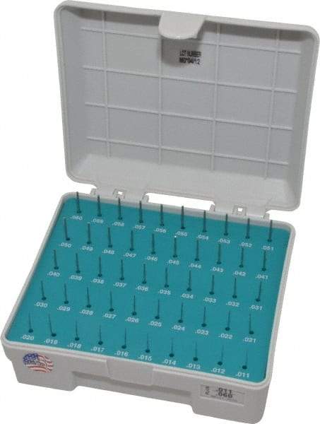 Meyer Gage - 50 Piece, 0.011-0.06 Inch Diameter Plug and Pin Gage Set - Plus 0.0001 Inch Tolerance, Class Z - USA Tool & Supply