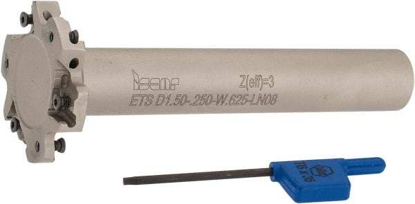 Iscar - Shank Connection, 1/4" Cutting Width, 7/16" Depth of Cut, 1-1/2" Cutter Diam, 6 Tooth Indexable Slotting Cutter - 5/8" Shank Diam, ETS-LN08 Toolholder, LNET Insert, Right Hand Cutting Direction - USA Tool & Supply