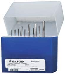 M.A. Ford - 3/64 to 3/16", 135° Point, Bright Finish, Solid Carbide Screw Machine Length Drill Bit Set - USA Tool & Supply