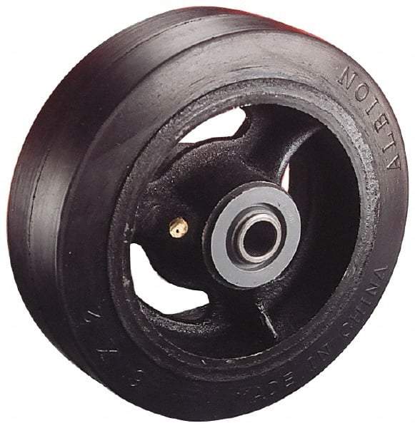 Albion - 5 Inch Diameter x 2 Inch Wide, Solid Rubber Caster Wheel - 400 Lb. Capacity, 2-3/16 Inch Hub Length, 1/2 Inch Axle Diameter, Roller Bearing - USA Tool & Supply