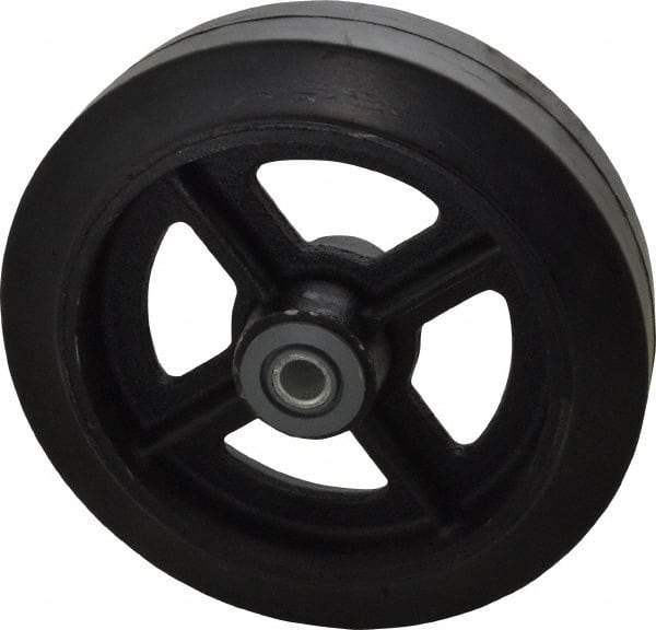 Albion - 8 Inch Diameter x 2 Inch Wide, Solid Rubber Caster Wheel - 500 Lb. Capacity, 2-3/16 Inch Hub Length, 3/4 Inch Axle Diameter, Roller Bearing - USA Tool & Supply