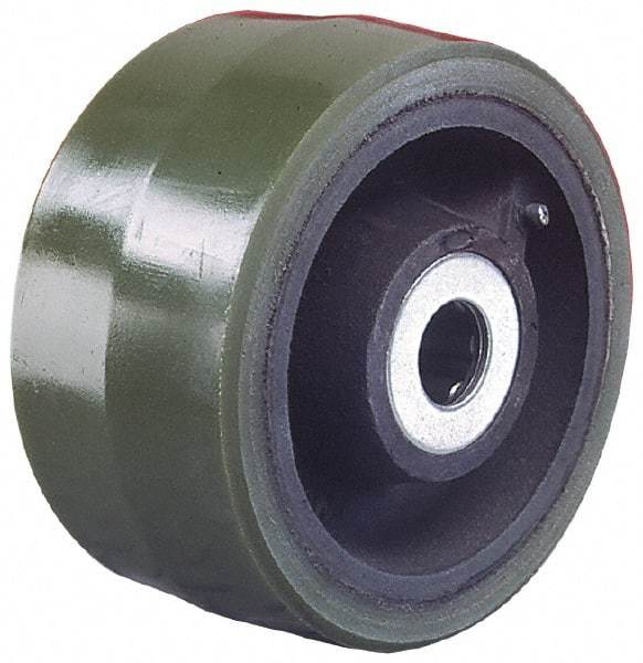 Albion - 10 Inch Diameter x 3 Inch Wide, Polyurethane Caster Wheel - 3,000 Lb. Capacity, 3-1/4 Inch Hub Length, 1 Inch Axle Diameter, Roller Bearing - USA Tool & Supply