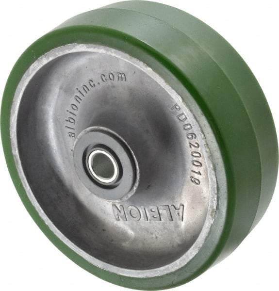 Albion - 6 Inch Diameter x 2 Inch Wide, Polyurethane Caster Wheel - 1,230 Lb. Capacity, 2-7/16 Inch Hub Length, 1/2 Inch Axle Diameter, Roller Bearing - USA Tool & Supply