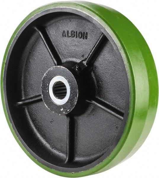 Albion - 12 Inch Diameter x 3 Inch Wide, Polyurethane Caster Wheel - 3,420 Lb. Capacity, 3-1/4 Inch Hub Length, 1-1/4 Inch Axle Diameter, Roller Bearing - USA Tool & Supply