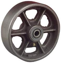 Albion - 8 Inch Diameter x 3 Inch Wide, Cast Iron Caster Wheel - 2,500 Lb. Capacity, 3-1/4 Inch Hub Length, 1-1/4 Inch Axle Diameter, Roller Bearing - USA Tool & Supply