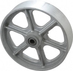 Albion - 8 Inch Diameter x 2 Inch Wide, Cast Iron Caster Wheel - 1,800 Lb. Capacity, 2-3/16 Inch Hub Length, 1/2 Inch Axle Diameter, Roller Bearing - USA Tool & Supply
