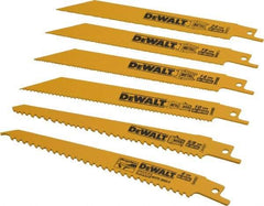 DeWALT - 6 Piece, Bi-Metal Reciprocating Saw Blade Set - Straight and Tapered Profile, 6 to 10 Teeth per Inch, Angled Tip - USA Tool & Supply