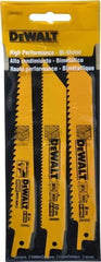 DeWALT - 3 Piece, Bi-Metal Reciprocating Saw Blade Set - Straight and Tapered Profile, 6 to 10 Teeth per Inch, Angled Tip - USA Tool & Supply