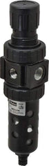Parker - 3/8" NPT Port Compact 1 Piece Filter/Regulator FRL Unit - Polycarbonate Bowl, 40 SCFM, 150 Max psi, 8.51" High, Manual Drain - USA Tool & Supply