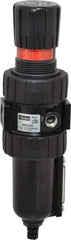 Parker - 1/2" NPT Port Intermediate 1 Piece Filter/Regulator FRL Unit - Metal Bowl, 61 SCFM, 250 Max psi, 10.38" High, Manual Drain - USA Tool & Supply