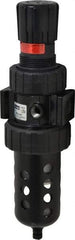 Parker - 1/2" NPT Port Standard 1 Piece Filter/Regulator FRL Unit - Polycarbonate Bowl, 90 SCFM, 150 Max psi, 11.76" High, Manual Drain - USA Tool & Supply