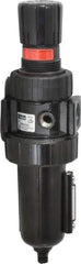 Parker - 3/4" NPT Port Standard 1 Piece Filter/Regulator FRL Unit - Metal Bowl, 90 SCFM, 250 Max psi, 11.76" High, Manual Drain - USA Tool & Supply