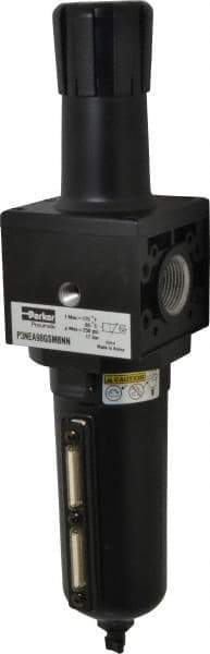 Parker - 1" NPT Port Heavy Duty 1 Piece Filter/Regulator FRL Unit - Metal Bowl, 250 SCFM, 250 Max psi, 15.95" High, Manual Drain - USA Tool & Supply