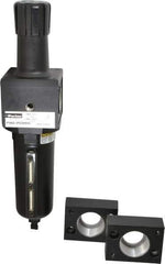 Parker - 1-1/2" NPT Port Heavy Duty 1 Piece Filter/Regulator FRL Unit - Metal Bowl, 250 SCFM, 250 Max psi, 15.95" High, Manual Drain - USA Tool & Supply