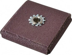 3M - 80 Grit, Medium Grade, Aluminum Oxide Square Pad - 2" Long x 2" Wide x 1/2" Thick, Cloth Backed, X Backing Weight, 12,000 Max RPM - USA Tool & Supply