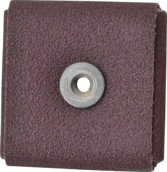3M - 80 Grit, Medium Grade, Aluminum Oxide Square Pad - 2" Long x 2" Wide x 3/8" Thick, Cloth Backed, X Backing Weight, 12,000 Max RPM - USA Tool & Supply