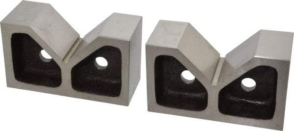 Value Collection - 3-1/16" Max Capacity, 90° Angle, Cast Iron V-Block - 6" Long x 2-7/16" Wide x 3-1/2" High, Sold as Matched Pair - USA Tool & Supply