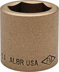 Ampco - 1-1/16", 1/2" Drive, Standard Hand Socket - 6 Points, 1-1/2" OAL, Aluminum Bronze - USA Tool & Supply