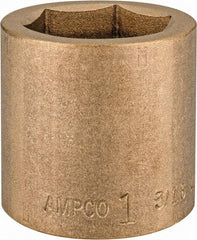 Ampco - 1-3/16", 1/2" Drive, Standard Hand Socket - 6 Points, 1-5/8" OAL, Aluminum Bronze - USA Tool & Supply