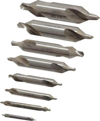 Keo - 8 Piece, #1 to 8, Plain Edge, High Speed Steel Combo Drill & Countersink Set - 60° Incl Angle - USA Tool & Supply