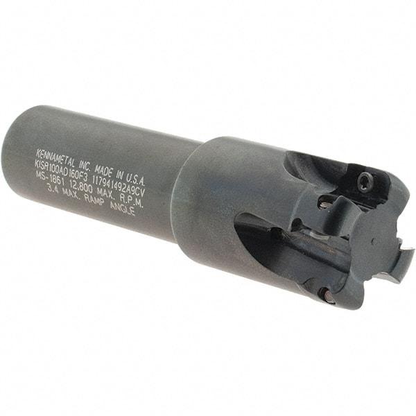 Kennametal - 1" Cut Diam, 0.357" Max Depth of Cut, 3/4" Shank Diam, 121.41mm OAL, Indexable Square Shoulder End Mill - AD.T 1035 Inserts, Weldon Shank, 0° Lead Angle, Through Coolant - USA Tool & Supply