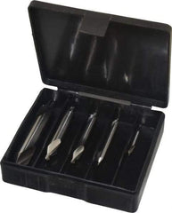 Interstate - 5 Piece, #1 to 5, Plain Edge, High Speed Steel Combo Drill & Countersink Set - 60° Incl Angle, Double End - USA Tool & Supply