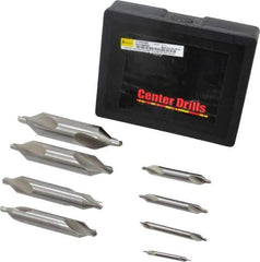 Interstate - 8 Piece, #1 to 8, Plain Edge, High Speed Steel Combo Drill & Countersink Set - 60° Incl Angle, Double End - USA Tool & Supply