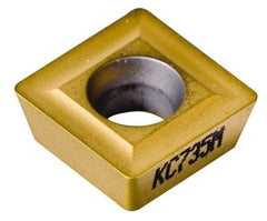 Kennametal - SPMT432 Grade KC735M Carbide Milling Insert - TiN Finish, 3/16" Thick, 1/2" Inscribed Circle, 0.79mm Corner Radius - USA Tool & Supply