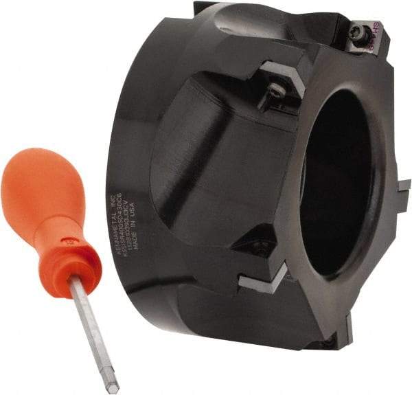 Kennametal - 5 Inserts, 4" Cut Diam, 1-1/2" Arbor Diam, 0.361" Max Depth of Cut, Indexable Square-Shoulder Face Mill - 0/90° Lead Angle, 2" High, SD.T 43.. Insert Compatibility, Series KSSM - USA Tool & Supply