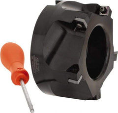 Kennametal - 5 Inserts, 4" Cut Diam, 1-1/2" Arbor Diam, 0.361" Max Depth of Cut, Indexable Square-Shoulder Face Mill - 0/90° Lead Angle, 2" High, SD.T 43.. Insert Compatibility, Series KSSM - USA Tool & Supply