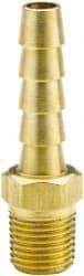 Parker - 1/8 NPT Thread Hose Barb x Male NPT Connector - 1/8" ID Hose x 0.185" OD Hose, Brass - USA Tool & Supply