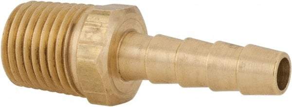 Parker - 1/4 NPT Thread Hose Barb x Male NPT Connector - 1/4" ID Hose x 0.29" OD Hose, Brass - USA Tool & Supply