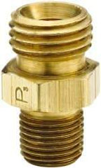 Parker - 3/8 x 1/4 Male Thread, Brass Industrial Pipe Ball-End Joint Adapter - MNPSM x MNPT, 150 psi - USA Tool & Supply