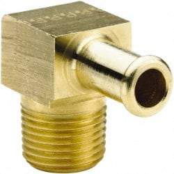 Parker - 1/2 NPT Thread Hose Barb x Male NPT 90° Elbow - 1/2" ID Hose, Brass - USA Tool & Supply