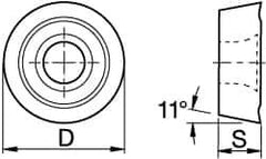 Kennametal - RPHT1204M0 EN Grade KCPK30 Carbide Milling Insert - TiN/TiCN/Al2O3 Finish, 3/16" Thick, 12mm Inscribed Circle - USA Tool & Supply